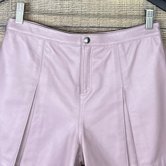 Rebecca Minkoff Mina Lambskin Leather Pleated Shorts Hydrangea Pink SZ 4 - Picture 2 of 11